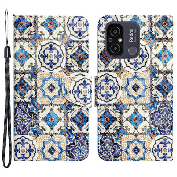 För Xiaomi Redmi 12c 4g Pu cover Mönstertryck Plånboksställ Flip Phone case Retro Totem