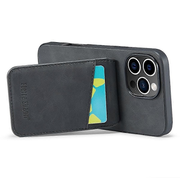 FIERRE SHANN iPhone 16 Pro Etui Kortholder Støtteben Læder RFID-blokering Bagcover Multicolor Style A
