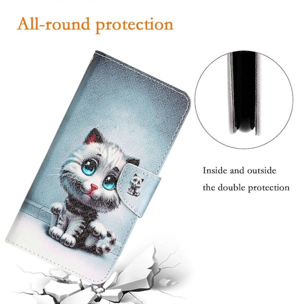 Magnetisk etui med mønstertryk og tegnebogsfunktion til Samsung Galaxy A25 5G Multicolor Blue Eyes Cat