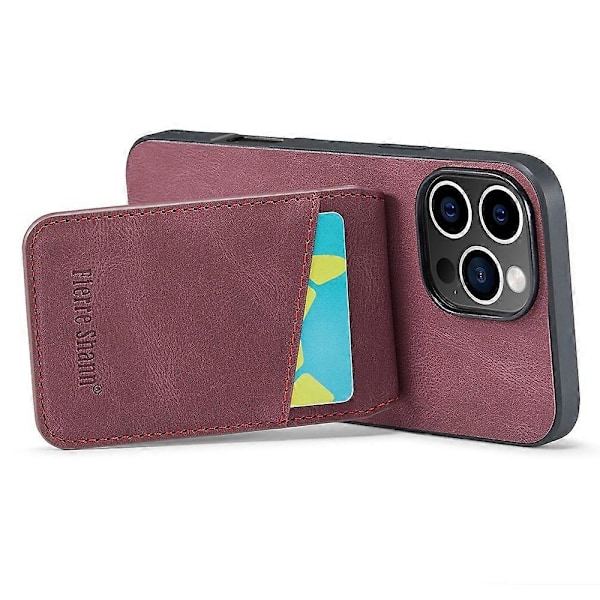 FIERRE SHANN Fodral till iPhone 16 Pro med Korthållare Ställ Läder RFID-blockerande Baksida Multicolor Style D