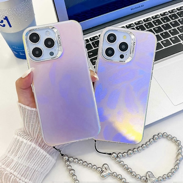 iPhone 15 Pro Max -kotelo PC+TPU IMD laserkuvioitu mattapuhelinkuori helmikoristeella Multicolor Style C