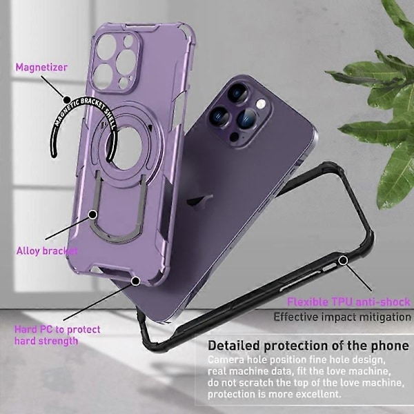 Skyddsfodral med Ställ för iPhone 15 Pro Max PC+TPU Mobilskal Kompatibelt med MagSafe Multicolor Style C