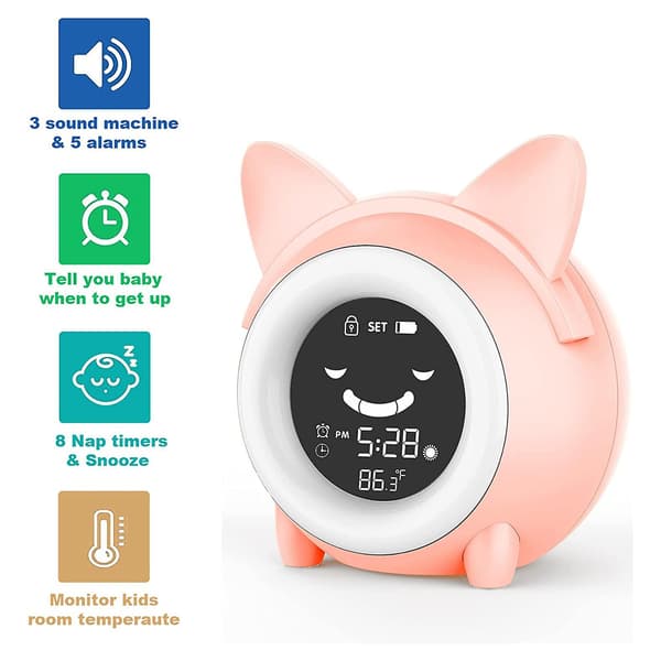 Väckarklocka Sovrum Barn Sov Träningsklocka För Småbarn Wake Up Clock Nattlampor för presenter Pink