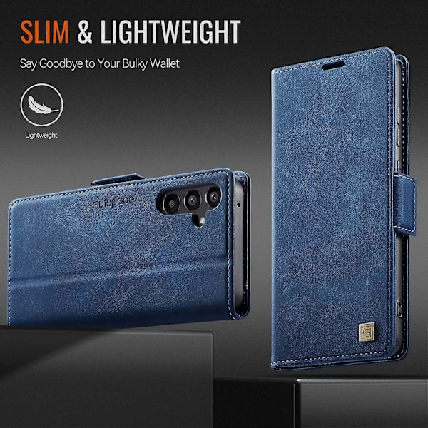 För Samsung Galaxy A55 5G Fodral AUTSPACE A11 RFID-blockerande Retro Läder Mobiltelefon Plånboksfodral Multicolor Blue