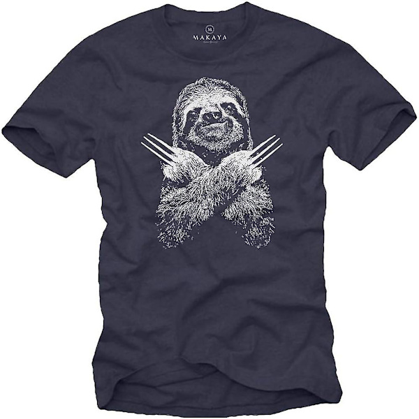 Makaya roliga djur T-shirt för män Cool sengångare present Blue S
