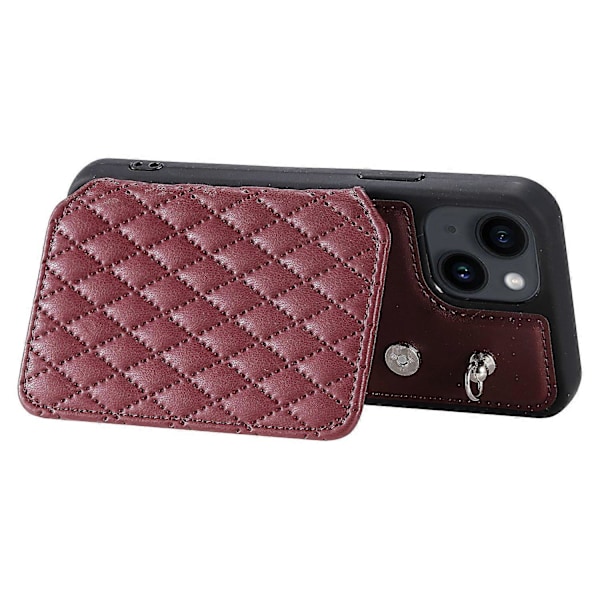 Style 008 Til iPhone 15 Plus RFID Blokerende Stødsikkert Cover PU+TPU Telefon Shell med Stropper Multicolor Style C