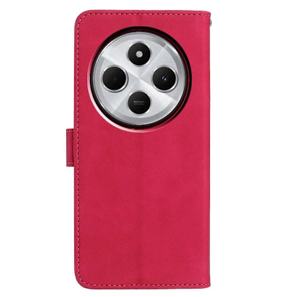 PU Læder Etui Til Xiaomi Redmi 14C 4G/ Redmi A3 Pro 4G/ Poco C75 4G Sommerfugl Blomst Præget Wal Multicolor Rose