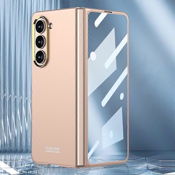 GKK Iskunkestävä suojakotelo Samsung Galaxy Z Fold5 5G -puhelimelle, kova PC-puhelinkotelo karkaistulla lasikalvolla Multicolor Style C