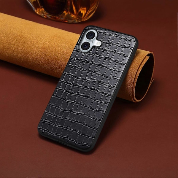 iPhone 16 Plus -kotelo, krokotiilinnahkajäljitelmä, nahkapäällysteinen PC+TPU-puhelinkuori Multicolor Style D