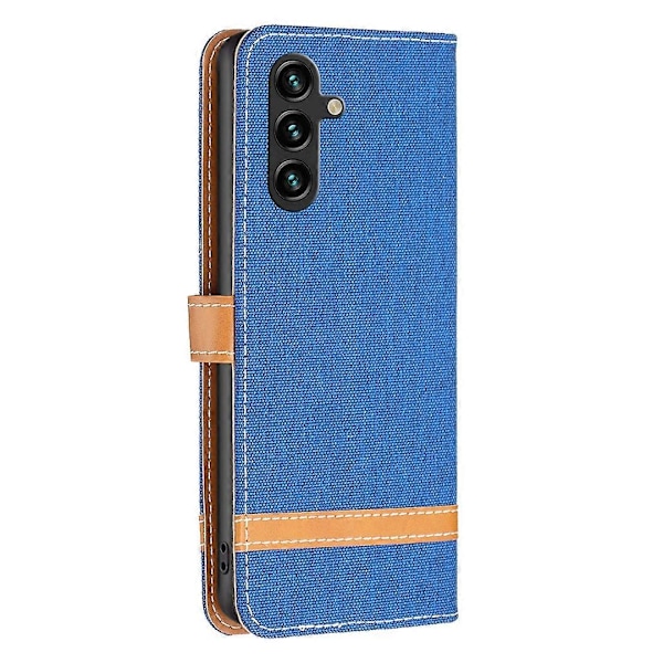 Skal till Samsung Galaxy A15 4G Jeans Tyg Splicing PU Läder Telefonfodral Multicolor Style D