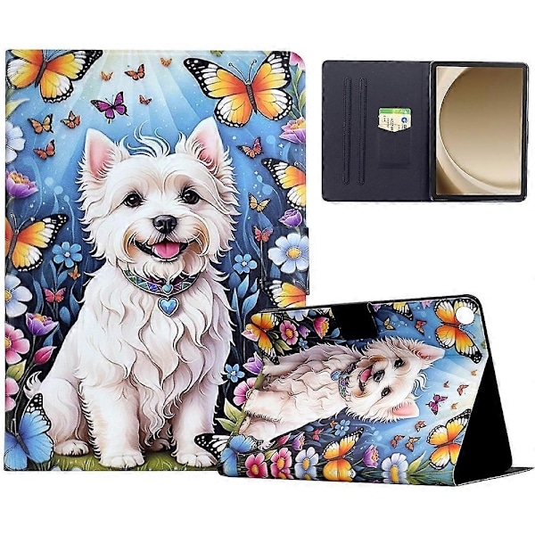 Samsung Galaxy Tab A9+ -koteloteline, kuvioitu tablettinahkakotelo automaattisella herätys-/lepotustoiminnolla Multicolor Dog