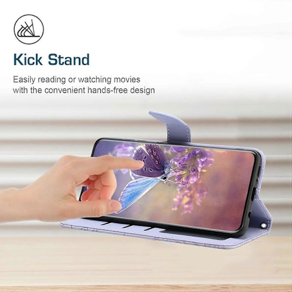 Til Samsung Galaxy A55 5G Butterfly Læder Etui med Håndledsrem Telefon Cover Multicolor Style C