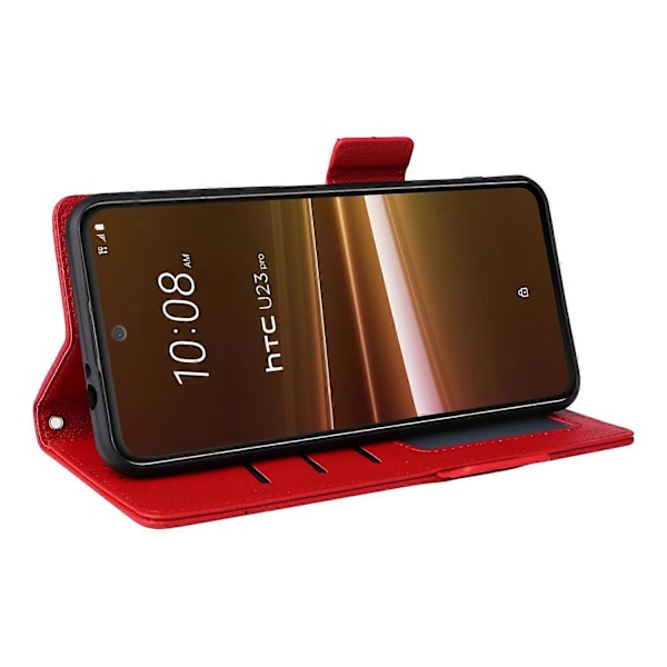 Telefoncover til HTC U23/U23 Pro 5G Litchi Tekstur Wallet Stand PU Læder Cover - Grå Multicolor Red