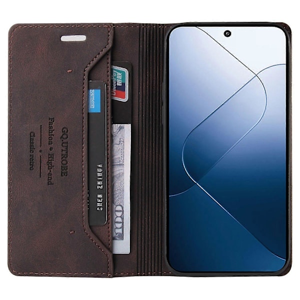 GQ.UTROBE 008 Serie Til Xiaomi 14 Etui RFID Blokerende PU Læder+TPU Flip Cover Multicolor Style D