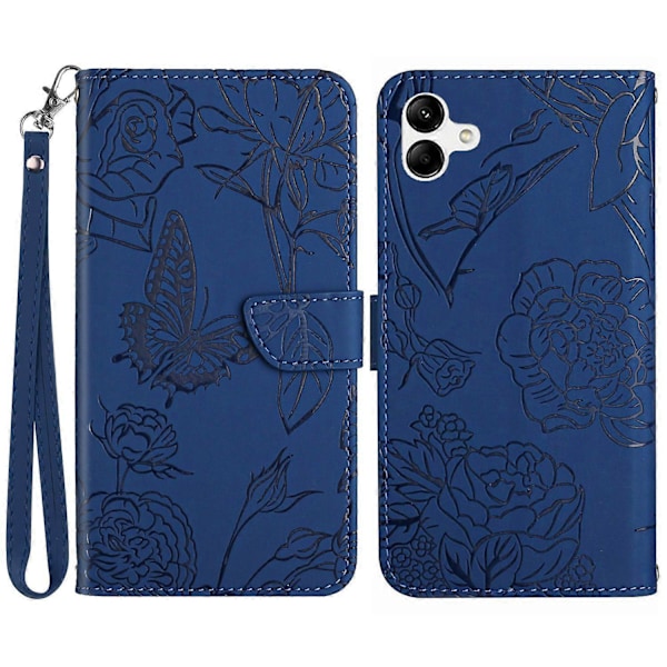 För Samsung Galaxy A05 4G Läderfodral Präglat Plånboksfodral med Handledsrem Multicolor Style A