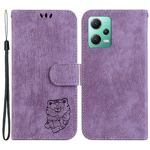 Til Xiaomi Poco X5 5g/redmi Note 12 5g (global) Wallet Telefon Cover Prægning Anti-drop Læder Cover Purple