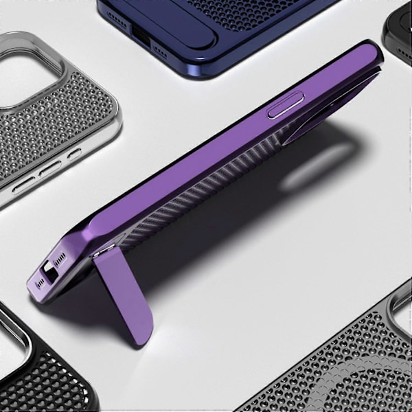 Skal för iPhone 15 Pro, ihåligt värmeavledande bakstycke med stativ, kompatibelt med MagSafe Multicolor Style C