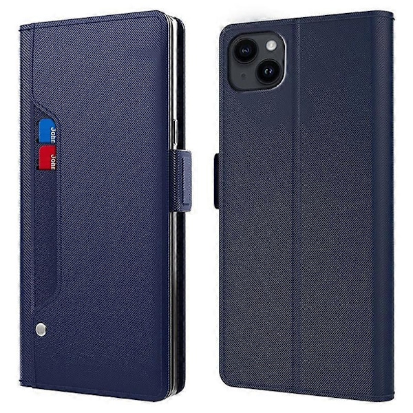 Sisäänrakennettu peili nahkakotelo iPhone 15 Plus -puhelimelle, korttipaikka, jalusta, läppäpuhelinkuori Multicolor Style C