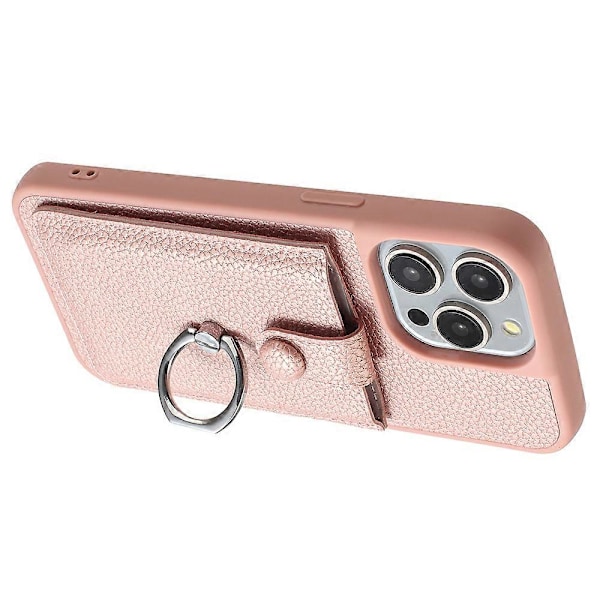iPhone 15 Pro -kotelo, korttipaikat, nahkainen takakansi ja rengaspidike Multicolor Style B