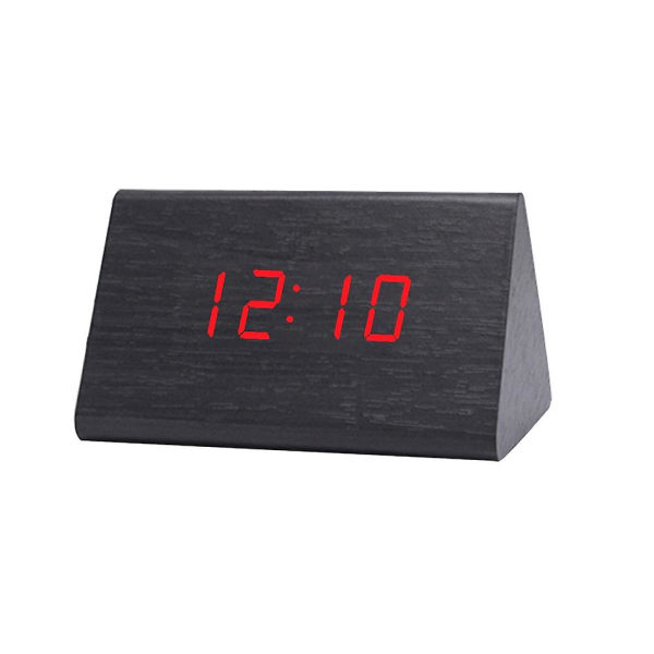 Digital trä USB LED Nattljus Väckarklocka Termometer Display Timepiece KurogiRed