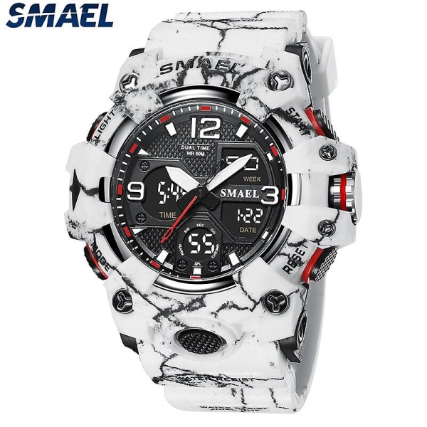 Smael Watch Sport Militär Klockor Vattentät 50m Stoppur Led Light Week Display Armbandsur 8008 Quartz Watches Herr Digital BLACKBLUE