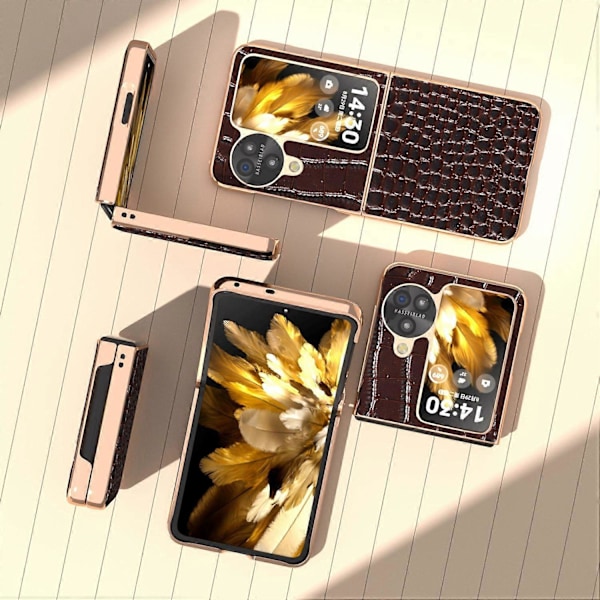 Til Oppo Find N3 Flip 5G Etui Krokodille Tekstur Ægte Ko Læder+PC Telefon Cover Multicolor Style C