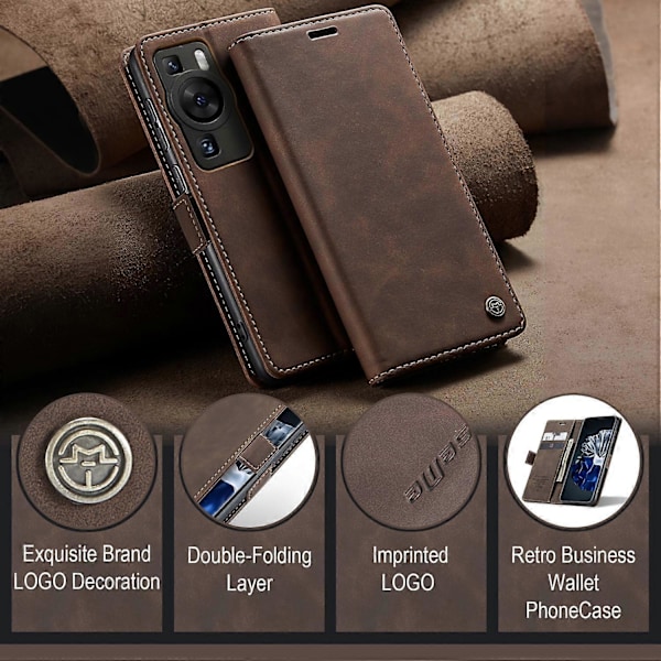 Til Huawei P60 Pro Case CASEME 013 Series Kortholder Stativ Læder Telefon Cover Multicolor Style D