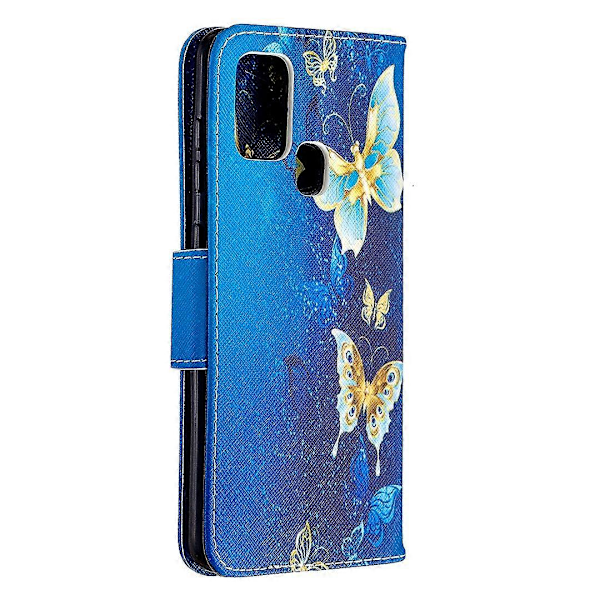 Mönstertryckt Magnetiskt Läderfodral med Ställ för Samsung Galaxy A21s