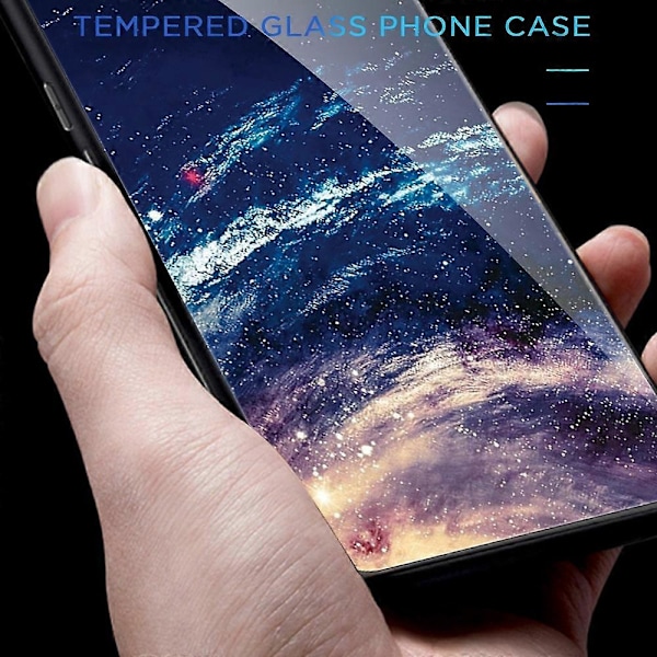 För iPhone 15 Härdat Glas Skal Mönsterdesign PC+TPU Stöttåligt Skydd Multicolor Style D