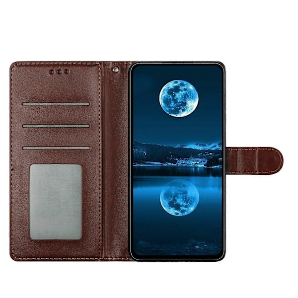 Læder telefoncover med pung, stativ og praktisk rem til Samsung Galaxy A35 5G - Grøn Multicolor Brown