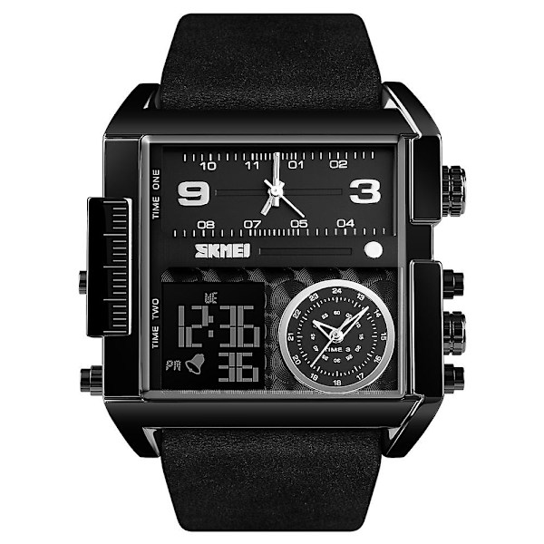 Skmei 3-tids Multi Funktions Digital Ur Relojes Sport Skmei 3atm Vandtæt Black-black