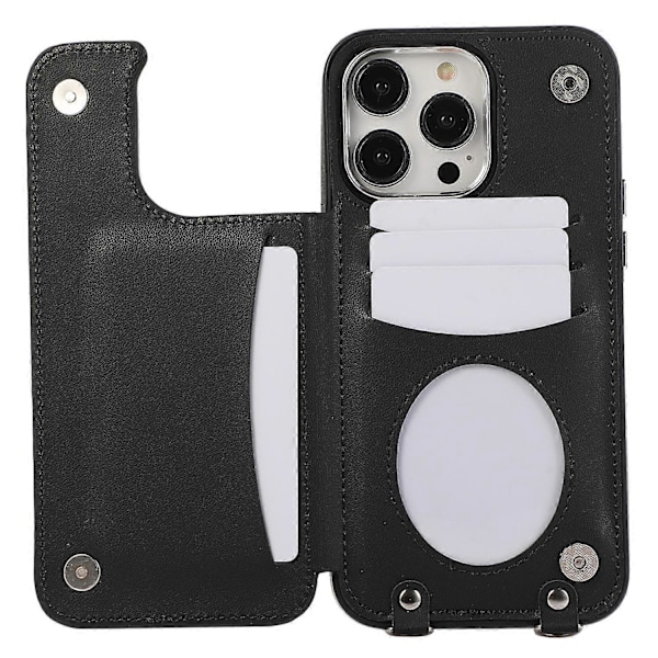 Til iPhone 16 Pro Max Cover TPU+PU Læder Telefon Cover med Ring Støttefod og Skulderrem Multicolor Style C