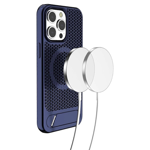 Skal för iPhone 15 Pro, ihåligt värmeavledande bakstycke med stativ, kompatibelt med MagSafe Multicolor Style C