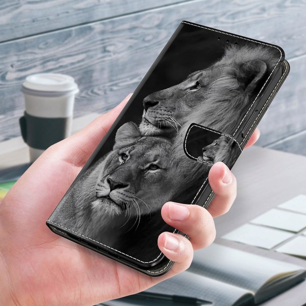 Plånbok Phone case För Motorola Moto G54 5g Case 3d Mönsterutskrift Läder Flip Cover Couple Lions