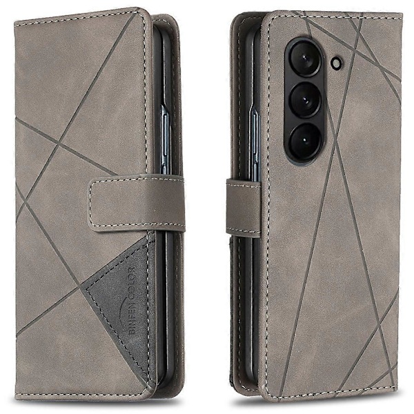 BINFEN COLOR BF05 Etui til Samsung Galaxy Z Fold6 5G PU Læder Geometrisk Telefon Cover Multicolor Style D