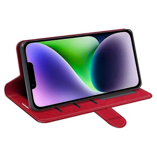 PU Læder Stand Telefon Cover Wallet Folio Flip Cover til iPhone 15 Plus Multicolor Style B