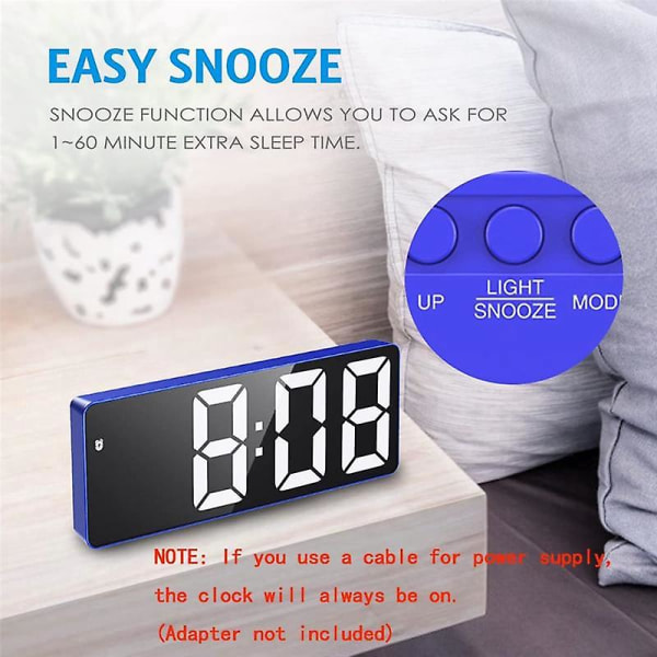 Digital väckarklocka, LED-klocka för sovrum, elektronisk skrivbordsklocka med temperaturdisplay, Smal Green