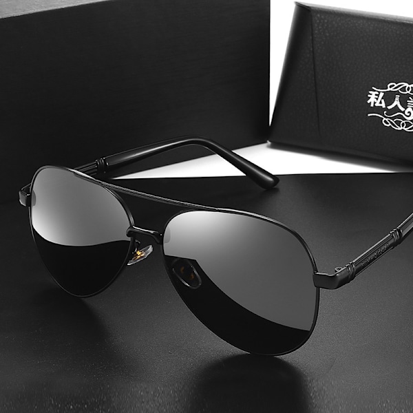 Polariserade solglasögon Herr Solglasögon Dam UV-skydd Klassiska Aviator Solglasögon Körglasögon Black frame black beam black Gray