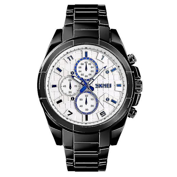 Skmei 1378 30m Vandtæt Metal Quartz Armbåndsur Black Blue