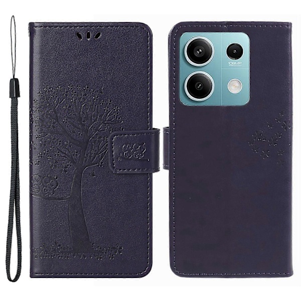 Til Xiaomi Redmi Note 13 Pro 5G/Poco X6 5G Mobiltelefon Etui Præget Anti-fald Læder Wallet Cover Multicolor Dark Purple