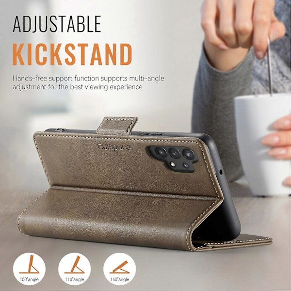 För Samsung Galaxy A32 5G Fodral AUTSPACE A11 RFID-blockerande Retro Läder Mobiltelefon Plånboksfodral Multicolor Brown