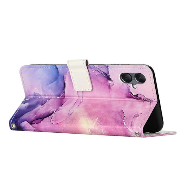 Til Samsung Galaxy A06 Stand Case Marmormønster PU Læder Wallet Telefon Cover med Håndledsrem Multicolor Purple