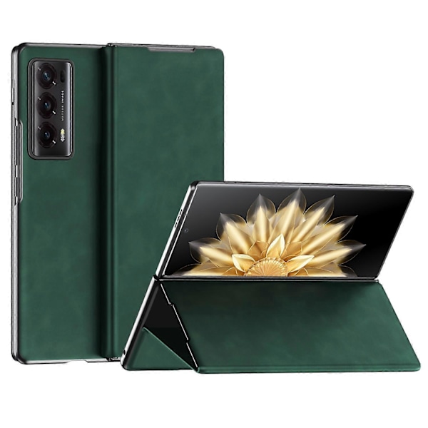 För Honor Magic V2 5G Vikbar Telefonfodral Nappa Textur PU Läder+PC Ställskydd Multicolor Style C