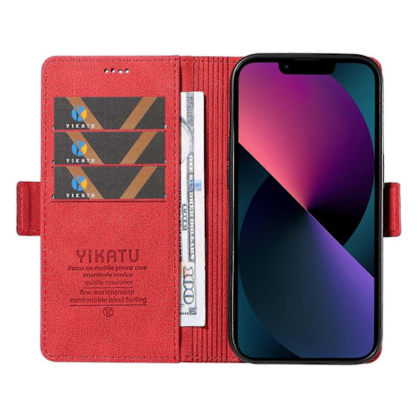 YIKATU YK-005 Skinnkänsla PU Läder Plånboksfodral med Stötsäkert Ställ för iPhone 15 Multicolor Style H
