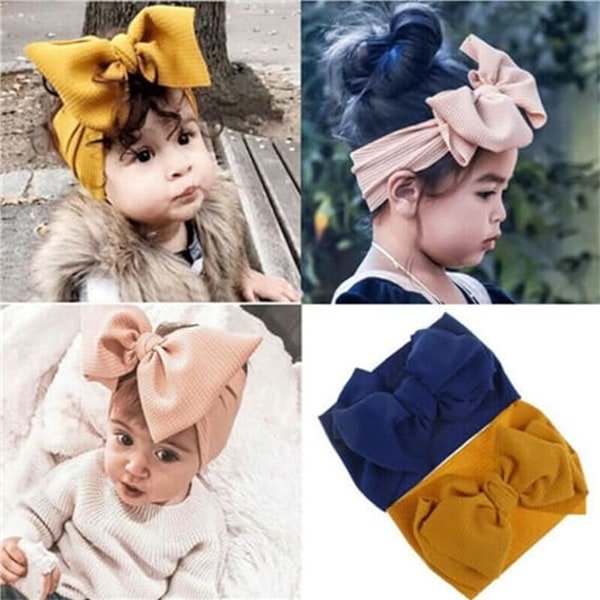 Nya Baby Turban Nyfödda Turbaner för Baby Girls Head Wraps Rosett Hattar fo