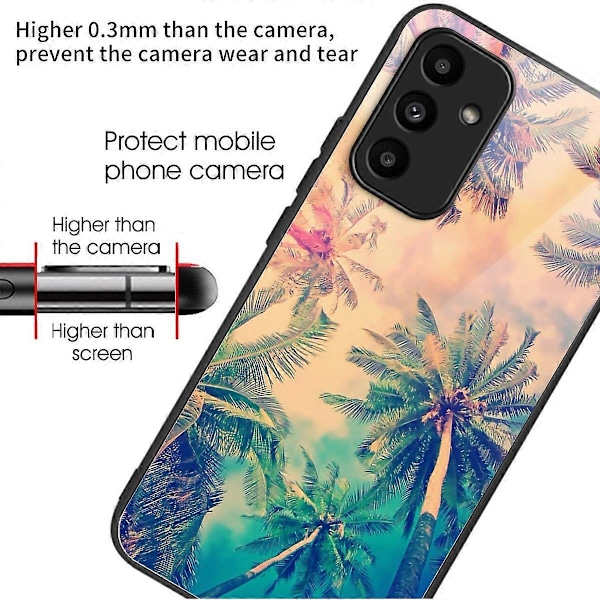 Til Samsung Galaxy A15 4G/5G Hærdet Glas Cover Stødsikker Beskyttelse Mønsterprint Multicolor Tree