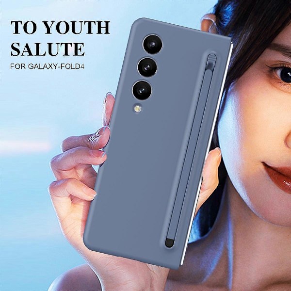 For Samsung Galaxy Z Fold4 5G Deksel PC Telefondeksel med Stylus/Herdet Glass Film Multicolor Style E
