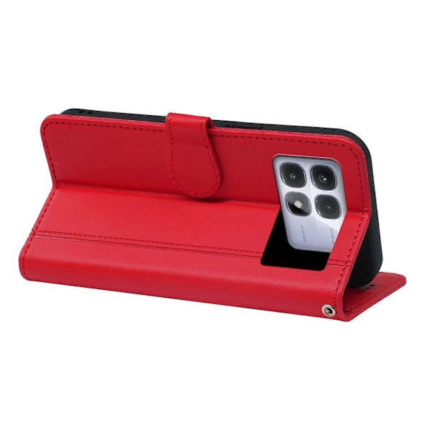 Xiaomi Redmi K70 Ultra Lompakkokotelo Magneettikiinnityksellä Nahkainen Puhelinkotelo Hihnalla - Vihreä Multicolor Red