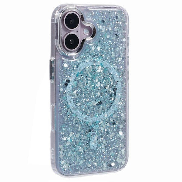 Deksel til iPhone 16, kompatibelt med MagSafe, glitterpaljetter, epoksy TPU+akryl telefondeksel Multicolor Style C