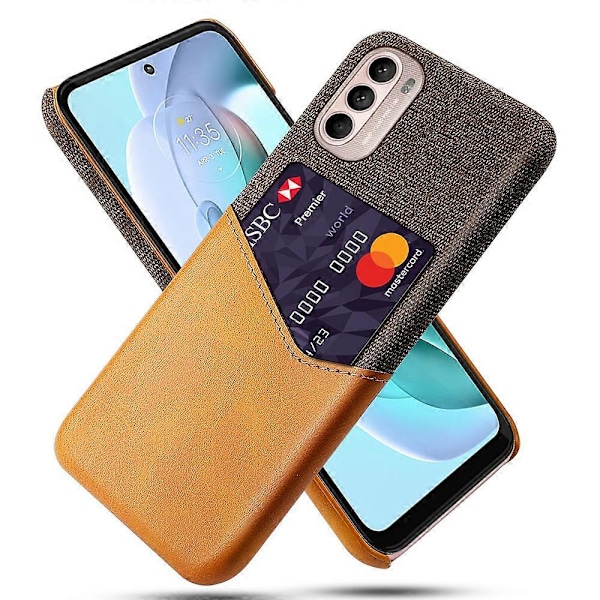 Korthållare Design Tyg+PC+PU Läder Baksida Stöttåligt Skal för Motorola Moto G31/G41 Multicolor Style B